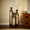 Hand Forged Metal Vases Set Of 3, Burnt Finish Rustic Floor Vases For Home Decor, 28.34 24.4 20.4 Inch Tall Flower Vases For Farmhouse Industrial Living Room