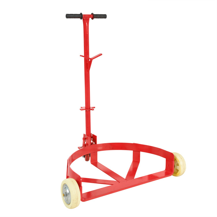 55 Gallon Drum Dolly, 1200Lbs Capacity, With 2 Fixed Pu Wheels And 1 Swivel Wheel Low Profile Steel Oil Drum Caddy Oil Barrel Drum Roller Hand Cart Red