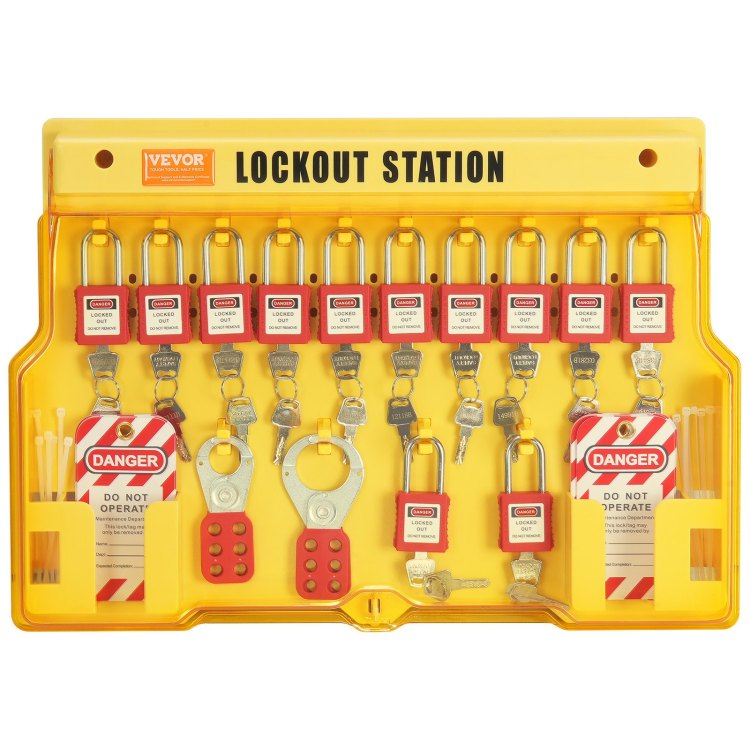Electrical Lockout Tagout Kit, 60 Pcs Safety Lockout Tagout Station Includes Padlocks, Hasps, Tags, Nylon Ties, Expansion Kit, And Lockout Station Board, For Industrial, Electric Power
