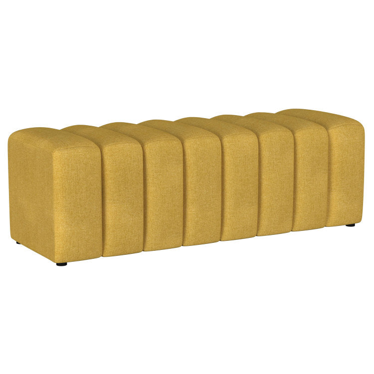 Delsur Mustard Yellow Fabric Upholstered Tufted Accent Bench
