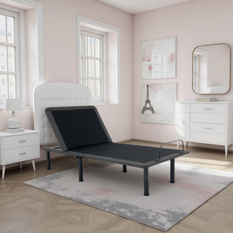 Twin Xl Size Quick Assembly Adjustable Bed Frame With Voice Activated Controls