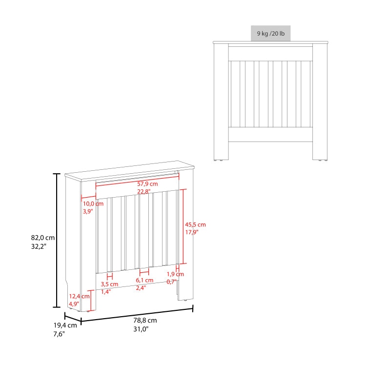 Radiator Cover Cabinet With Slatted Panel, Modern Home Furniture For Heating Units, Ventilated Decorative Enclosure, White