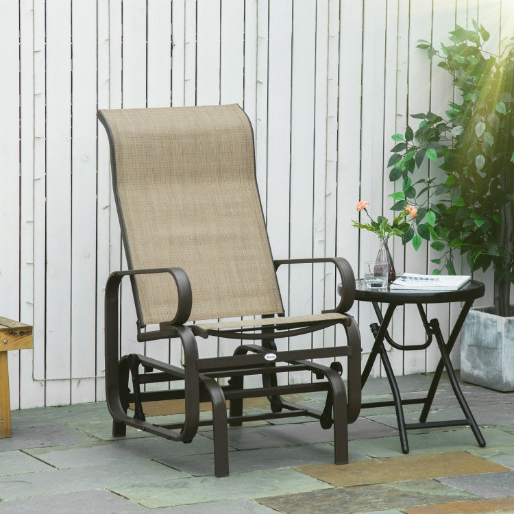Outsunny Outdoor Glider Chair, Gliders For Outside Patio With Smooth Rocking Mechanism And Lightweight Construction For Backyard, Tan