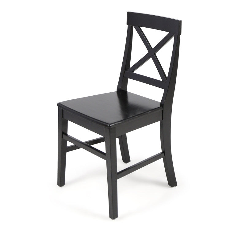 Roshan Farmhouse Acacia Wood Dining Chairs, Black Set Of 2