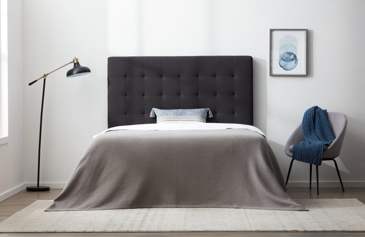Generic Rectangle Square Tufted Headboard, Queen, Charcoal