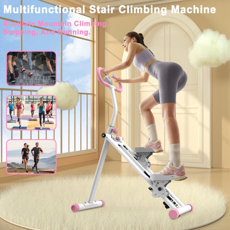 Stair Stepper With Resistance Home Upgrade Vertical Climber Workout Machine For Full Body Exercise Climber Fitness Equipment With Stable Frame Adjustable Handlebar Pink