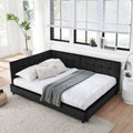 Full Size Upholstered Tufted Bed Frame, Sofa Bed Frame With Comfortable Backrest And Armrests, Full Size Bed For Bedroom, Living Room,Velvet, Black 80.5''*59''*30.5''
