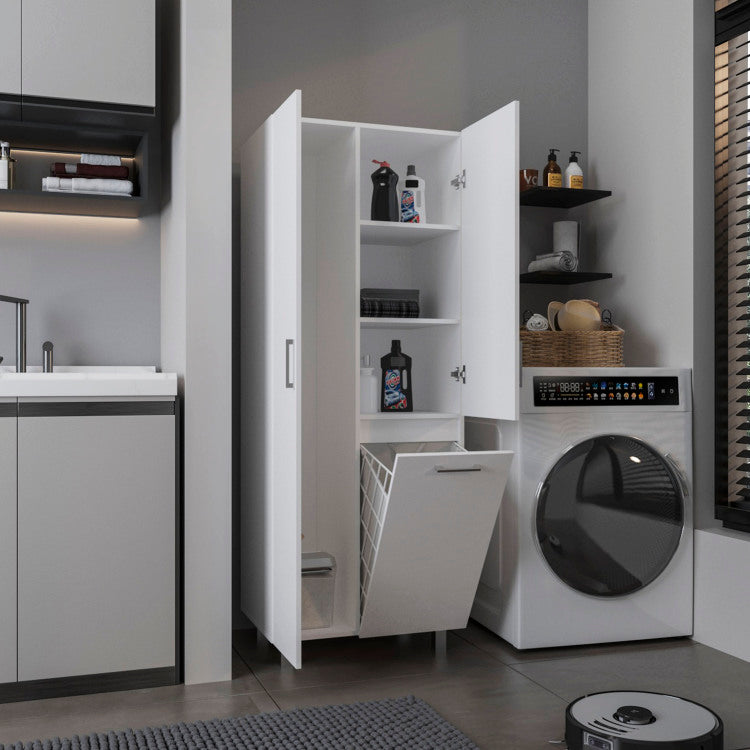 Storage Cabinet 70.9" H, 2 Doors, 1 Drawer, 3 Shelves, 4 Legs, White Kitchen