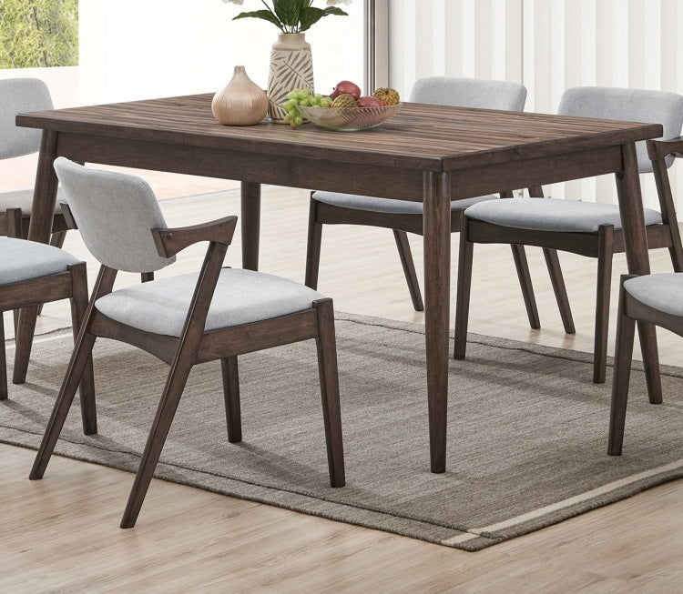 Contemporary Walnut Finish 1Pc Dining Table Only Solid Wood Rectangle Table Melamine Mdf Dining Room Furniture