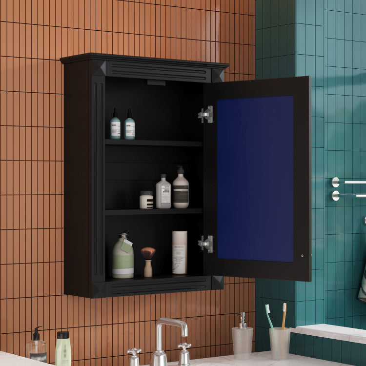 20" Wall Mounted Bathroom Storage Cabinet With Mirror, Medicine Cabinet With Height Adjustable Shelf, Over The Toilet Space Saver Cabinet