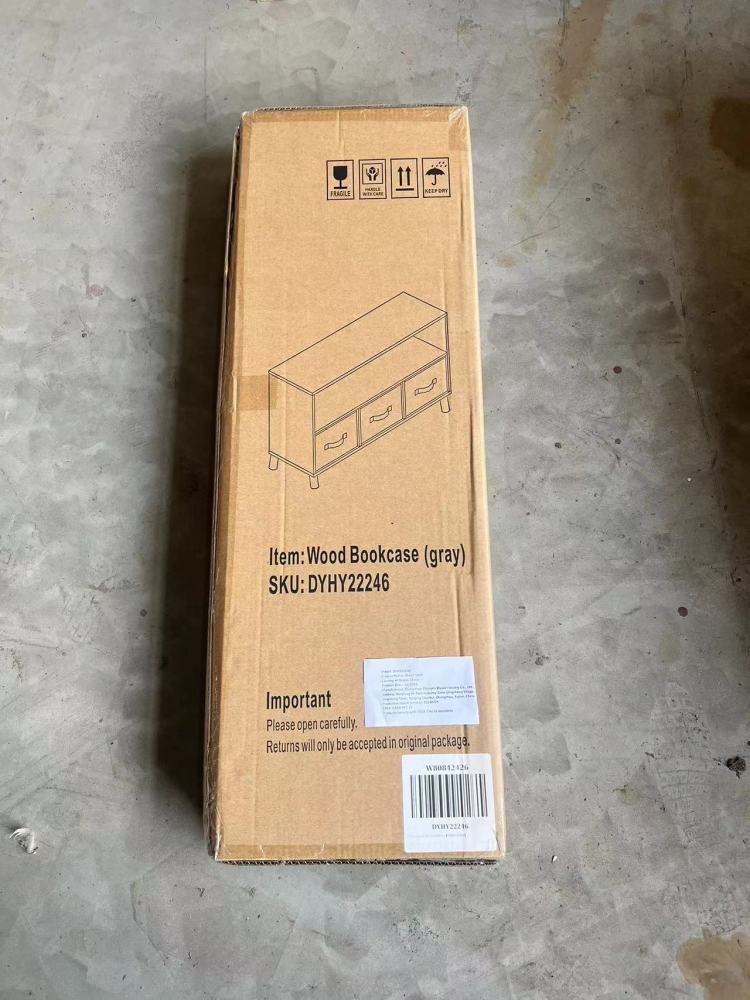 Kids Bookcase With Collapsible Fabric Drawers, Children'S Book Display, Toy Storage Cabinet Organizer, White Gray