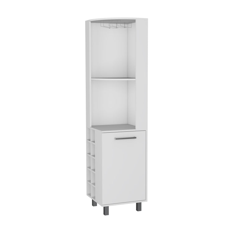 Leah Corner Bar Cabinet With Large Storage And Wine Rack. White