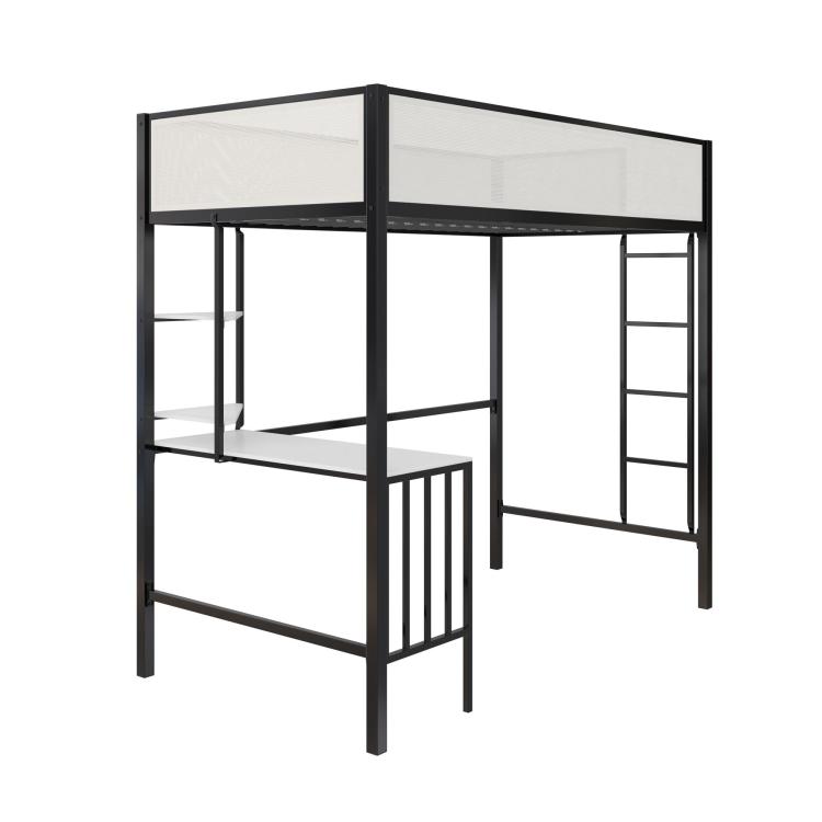 Axel Twin Loft Bed With Desk & Shelves