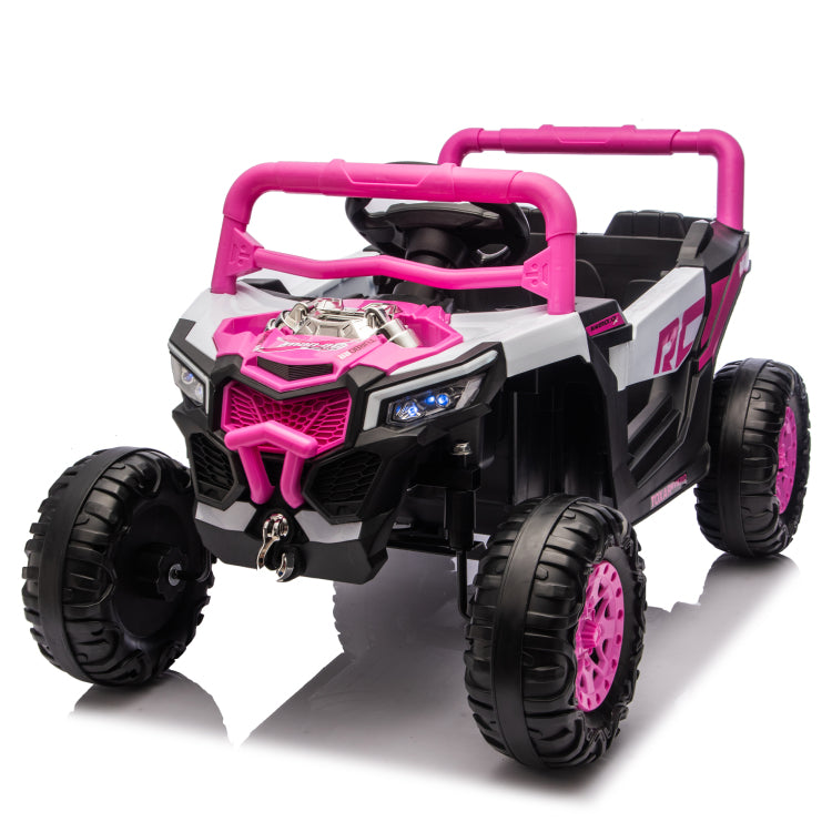 12V Kids Ride On Electric Utv W 2.4G Parents Control,Slow Start&Swing Function,Anti Slip Wheels With Front Shock Absorbers,Led Lights,Built In Music Player,Long Lasting Battery,For Kids Aged 3 5