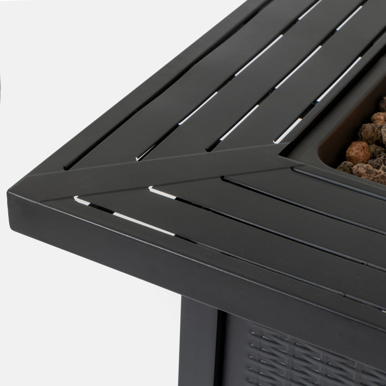 28 Inch Iron Square Propane Fire Pit Table