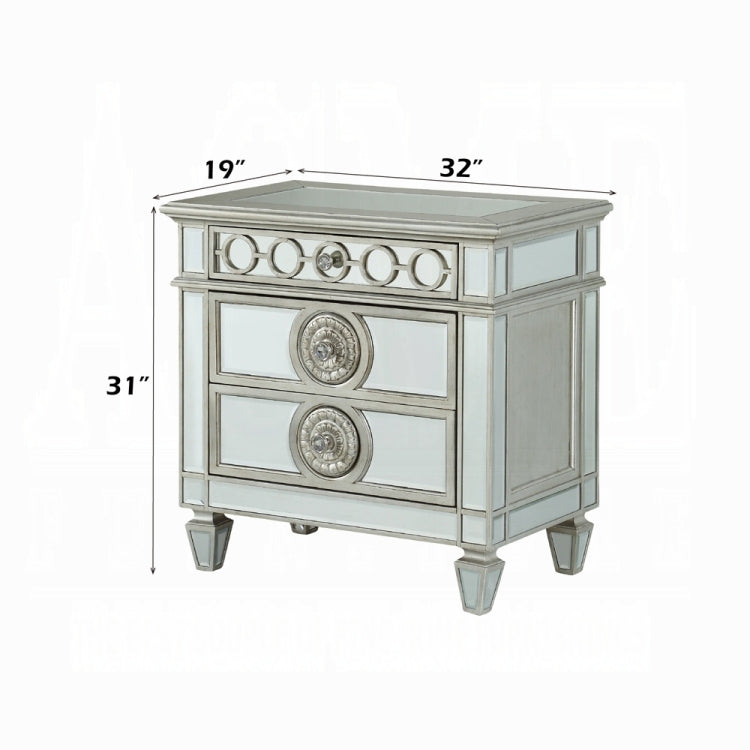 Glam Luxury Bedroom Mirrored Finish Nightstand With 2 Drawers Wooden Furniture 1Pc