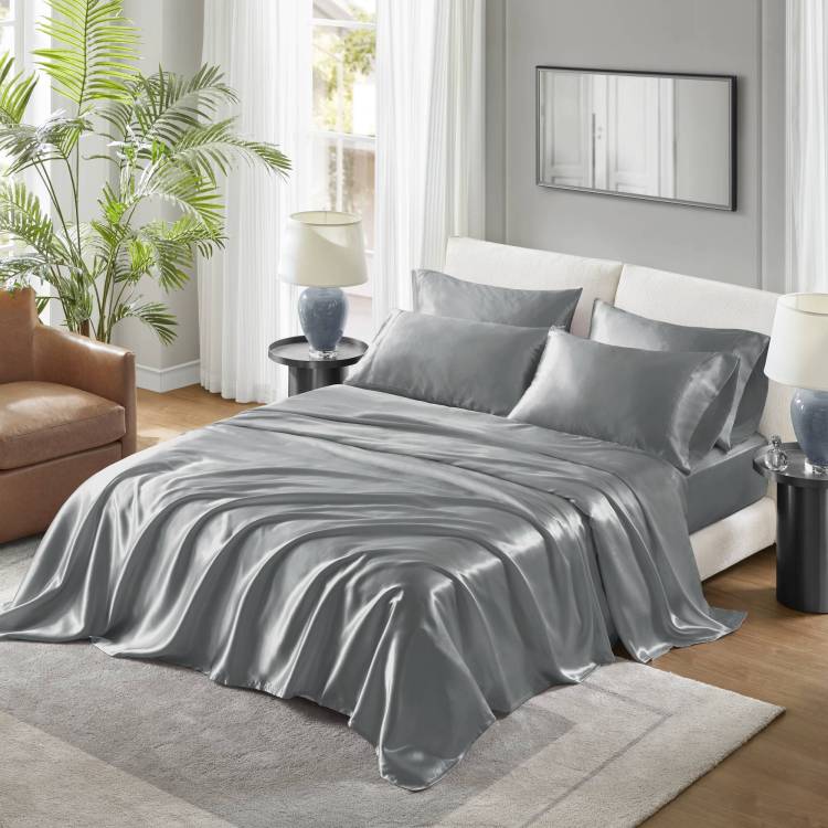 4 Pcs Twin Luxury Sheet Set Grey