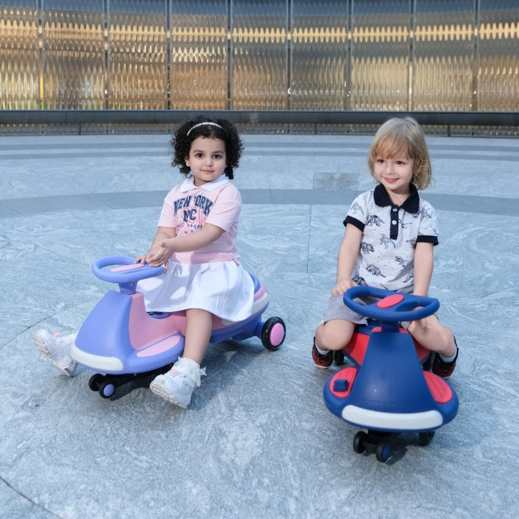 Light Up Electric Wiggle Car With Pedal, Rechargeable Battery, 2 In 1 Swing Car, 2 Motor Ride On Toy, Anti Rollover, Flashing Wheels For Ages 3