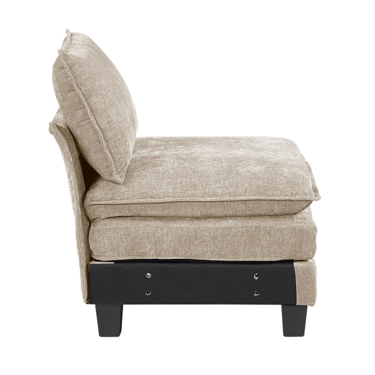 Modern Style Armless Chair Taupe Chenille Fabric Upholstery Contemporary Living Room Furniture 1Pc Durable Plywood Plush Comfort