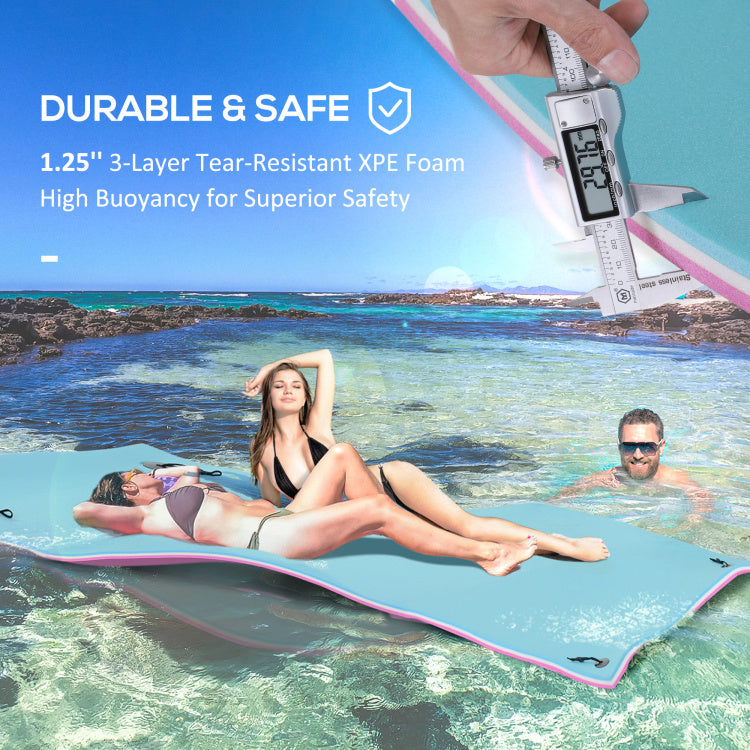 Homcom 10' X 5' Floating Mat, 3 Layer Lily Pad Swimming Pool Floating Water Mat, Thick And Durable Water Activities Mat For Lake, Oceans