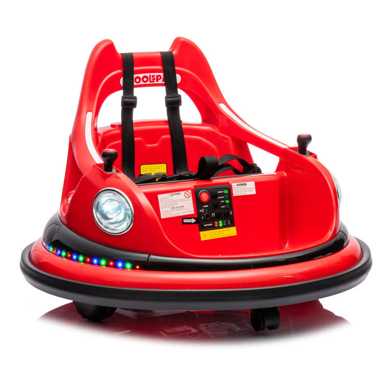 12V Ride On Bumper Car For Kids,Electric Car For Kids,1.5 5 Years Old,W Remote Control, Led Lights, Bluetooth & 360 Degree Spin, Vehicle Body With Anti Collision Padding Five Point Safety Belt,2Wd