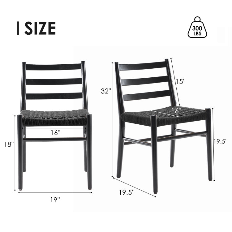 Wood Rattan Dining Room Chairs Set Of Two With Comfortable Woven Seat,Fully Assembled