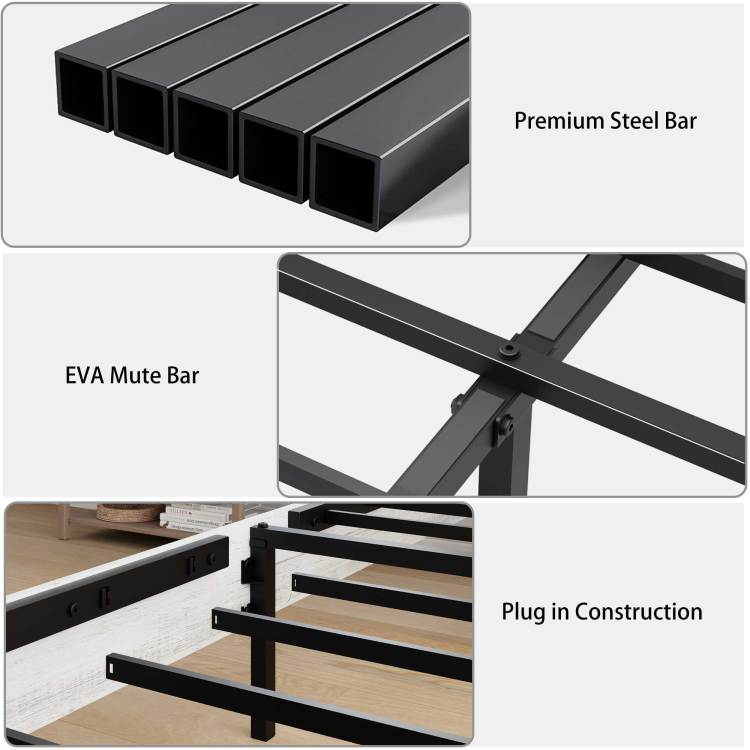 Fully Floating Bed Frame With Led Lights And Charging Station Cushion Platform Bed Frame, Large Bed, With Headboard And Hidden Storage Space, No Need For Box Springs, Antique White Gray