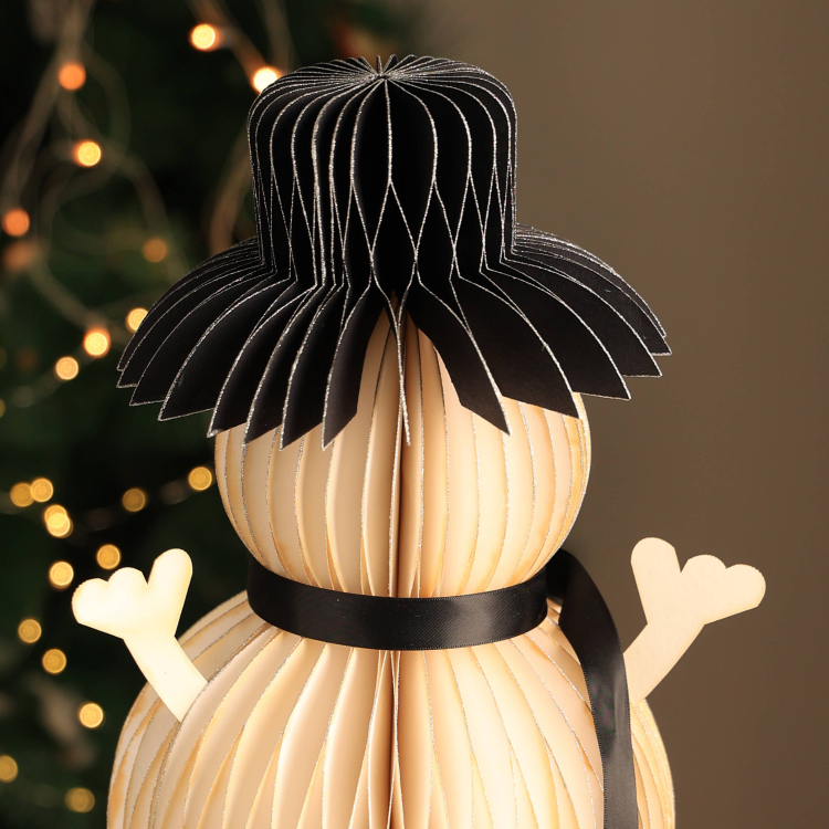 Honeycomb Handmade Paper Snowman White Festive D Cor