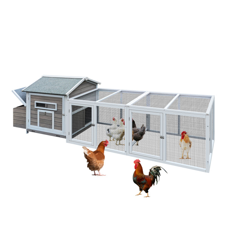 118 Wooden Chicken Coop Hen House Poultry Cage With Free Range Doors, Nesting Box,Leakproof Pull On Tray