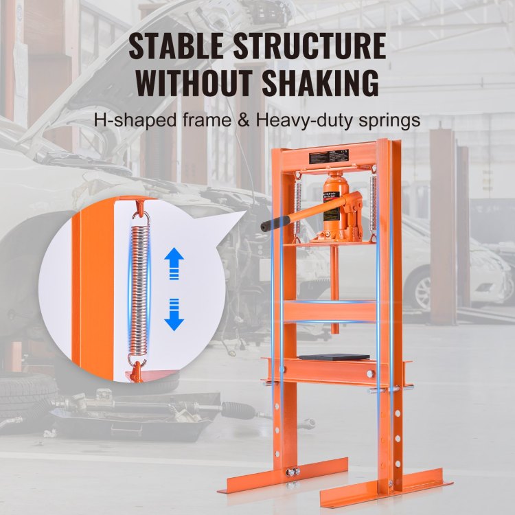 Hydraulic Shop Press, 6 Ton H Frame Hydraulic Garage Shop Floor Press, Adjustable Shop Press With Press Plates, Heavy Duty Hydraulic Press For Garage, Shop, Workshop
