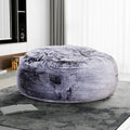 Classic 5Ft Faux Fur Memory Foam Bean Bag, Living Room Lounger, Soft Comfortable Bean Bag Chair, Purple