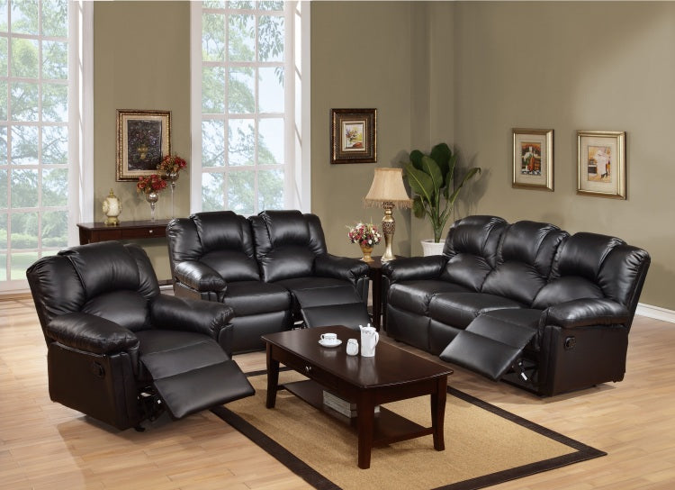 Motion Recliner Chair 1Pc Glider Couch Living Room Furniture Black Bonded Leather