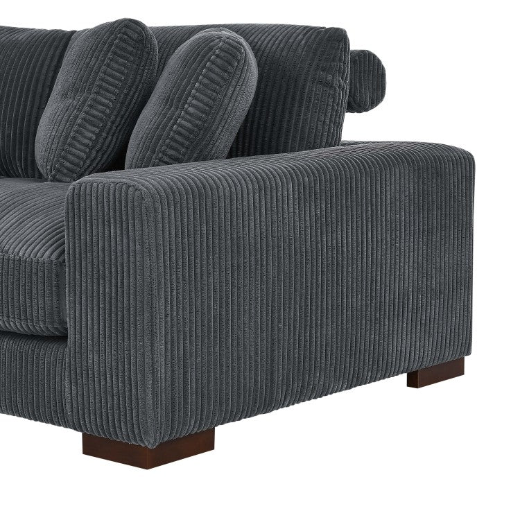 Large Seating Corduroy Upholstered Double Chaise Sectional