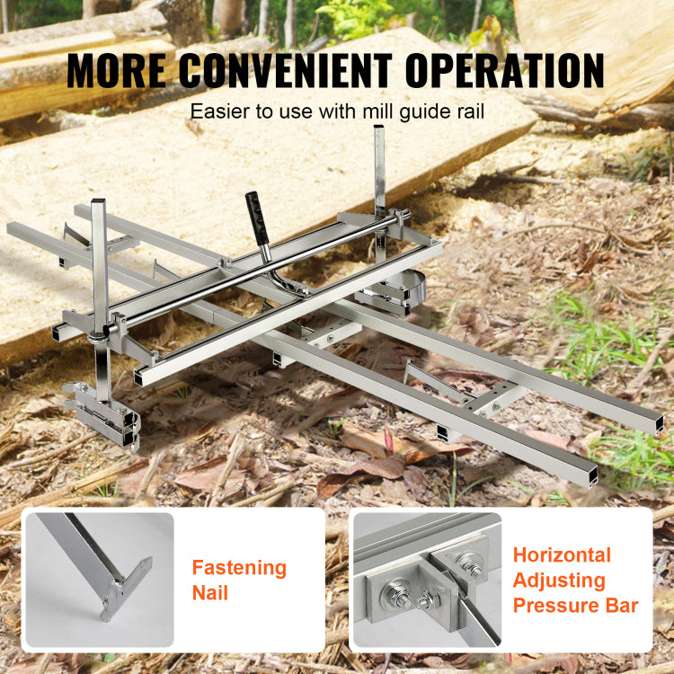 Chainsaw Mill And Rail Mill Guide System, Portable Sawmill 14" 36" Guide Bar, 9Ft Aluminum Saw Milling Rail Guide With Chainsaw Planking Mill For Woodworkers And Carpenters
