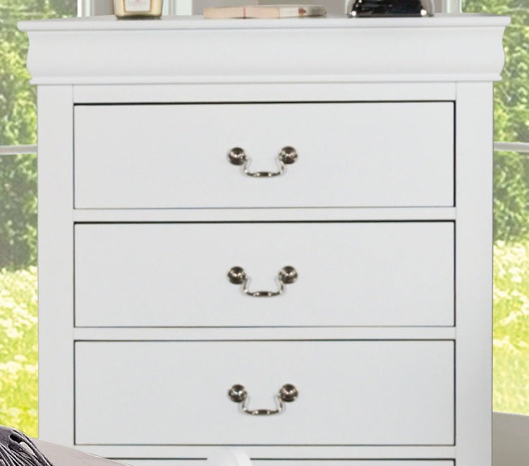 Transitional Style Chest 1Pc Bracket Legs Dust Proof Case Hanging Drawers Pull English Dovetail Drawers White Finish Bedroom Furniture