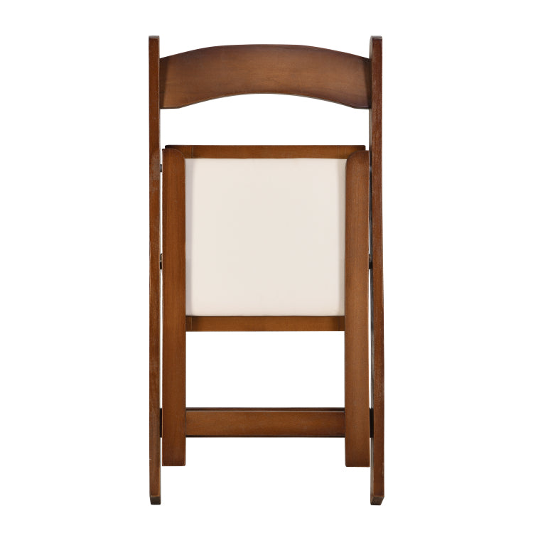 Upholstered Folding Chair, Space Saving, Easy To Carry, 4Pcs, Walnut Shelf Beige Cushion,Dining Room