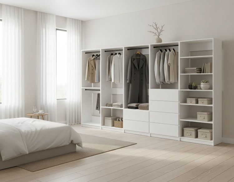 Prosper White Freestanding Walk In Wood Closet System