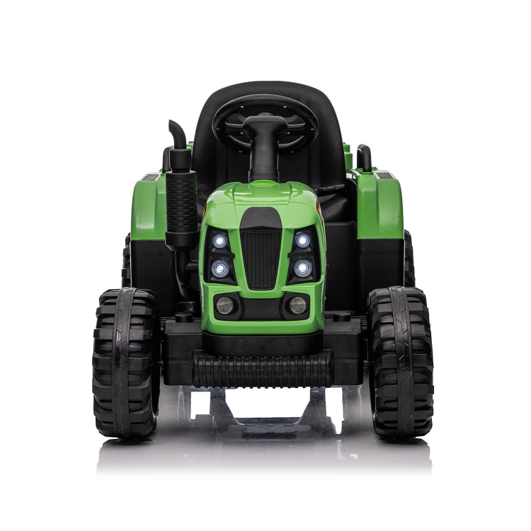Ride On Tractor With Trailer,24V 400W Powered Electric Tractor Toy W Remote Control,Electric Car For Kids,Three Speed Adjustable,Power Display, Usb,Mp3 ,Bluetooth,Led Light,Two Point Safety Belt