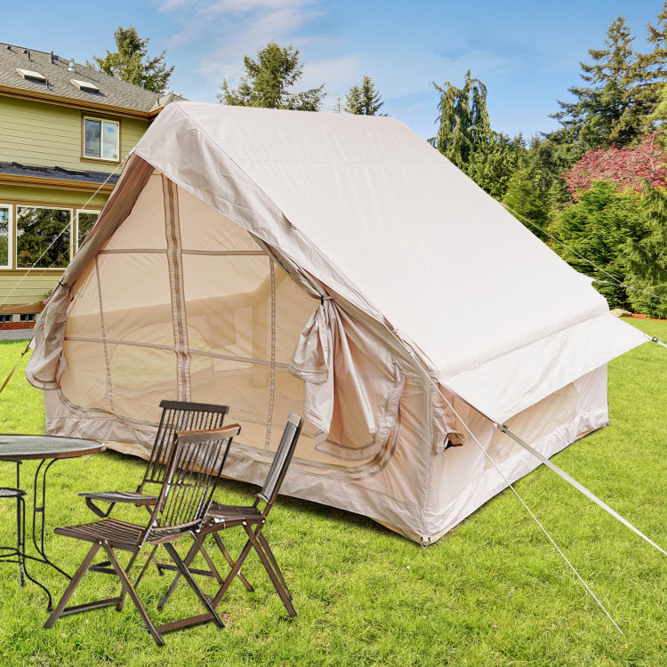 Inflatable Tent With Pump,Glamping Tents For 4 6 Person, Easy Setup 4 Season Waterproof Outdoor Tent,Waterproof Luxury Glamping Tent With 12 Mesh Window