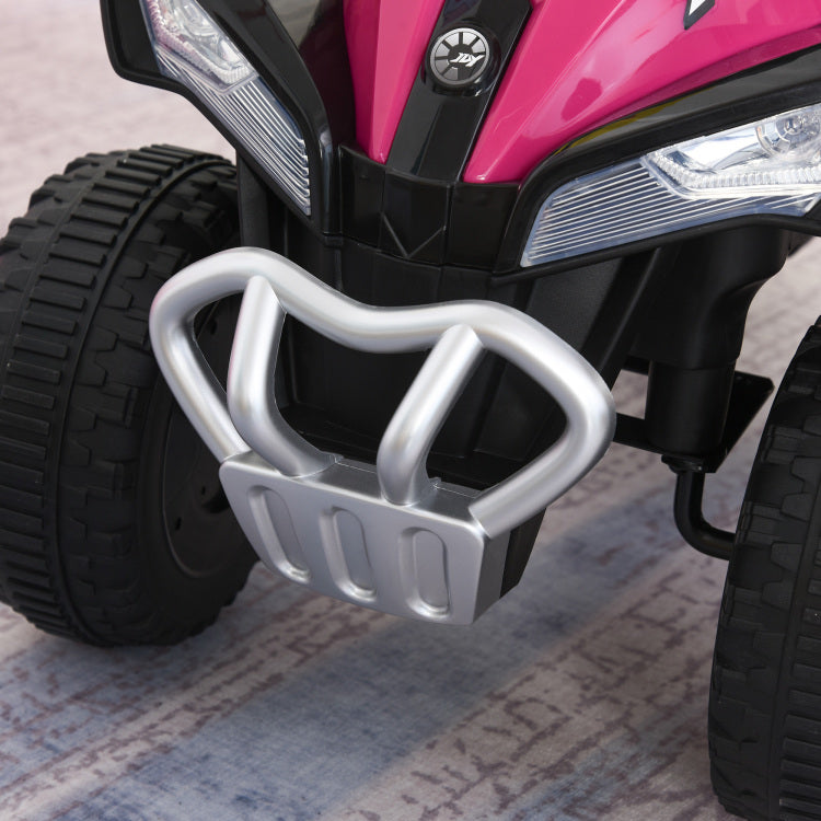 Aosom No Power Kids Ride On Push Car, Ride Racer, Foot To Floor Sliding Car, Walking Atv Toy With Music, Lights, For 1.5 3 Years Old, Pink