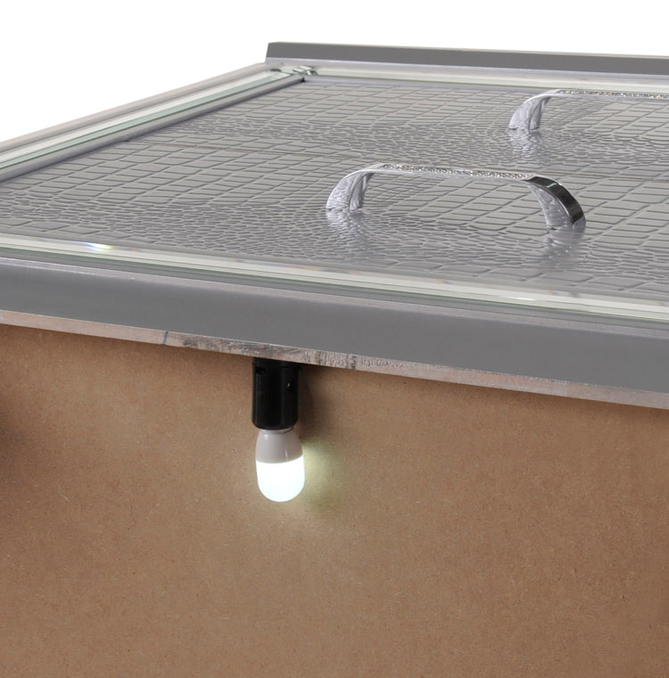 1Pc Modern Two Drawer Led Lights Beveled Mirror Accents Chrome Finish Hardware Faux Crystal Accent Silver Finish