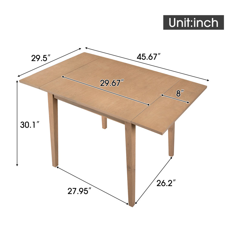 29" 45" Extendable Dining Table For 4, Folding Kitchen Table With Rubberwood Legs, Space Saving Dinner Table For Living Room, Kitchen, Dining Room, Small Space Only Table