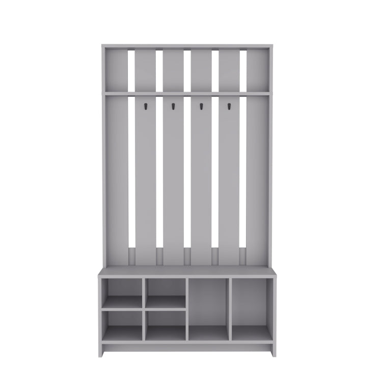 Tulcan 38" Wide Hall Tree With Bench And Shoe Storage, Entryway Bench With Coat Rack