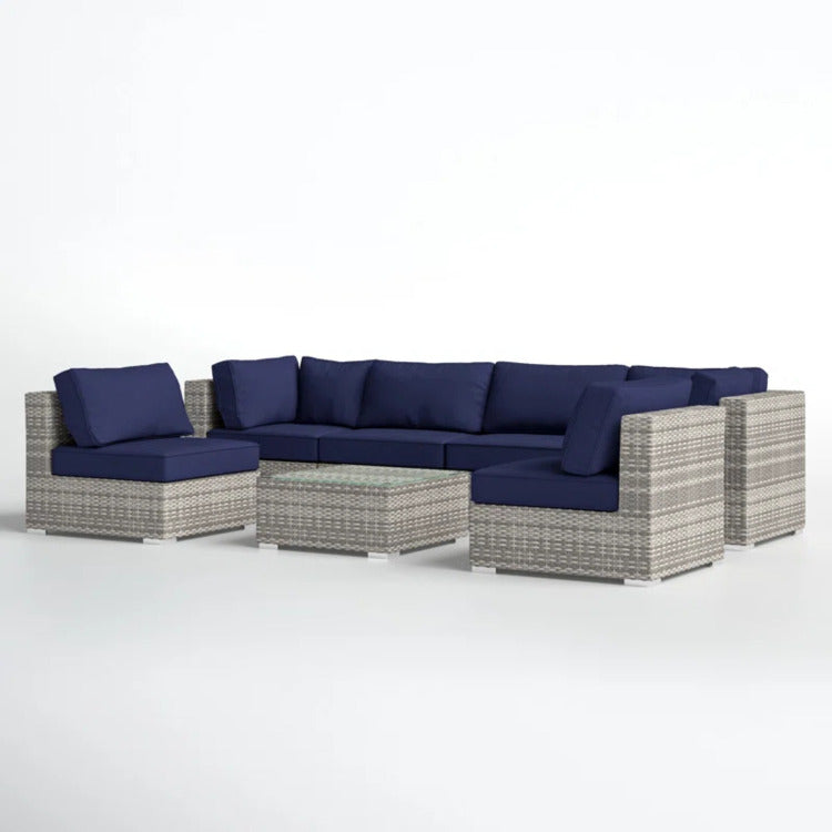 Lsi Fully Assembled 6 Person Patio Set With Premium Cushions And Rattan Wicker Frame