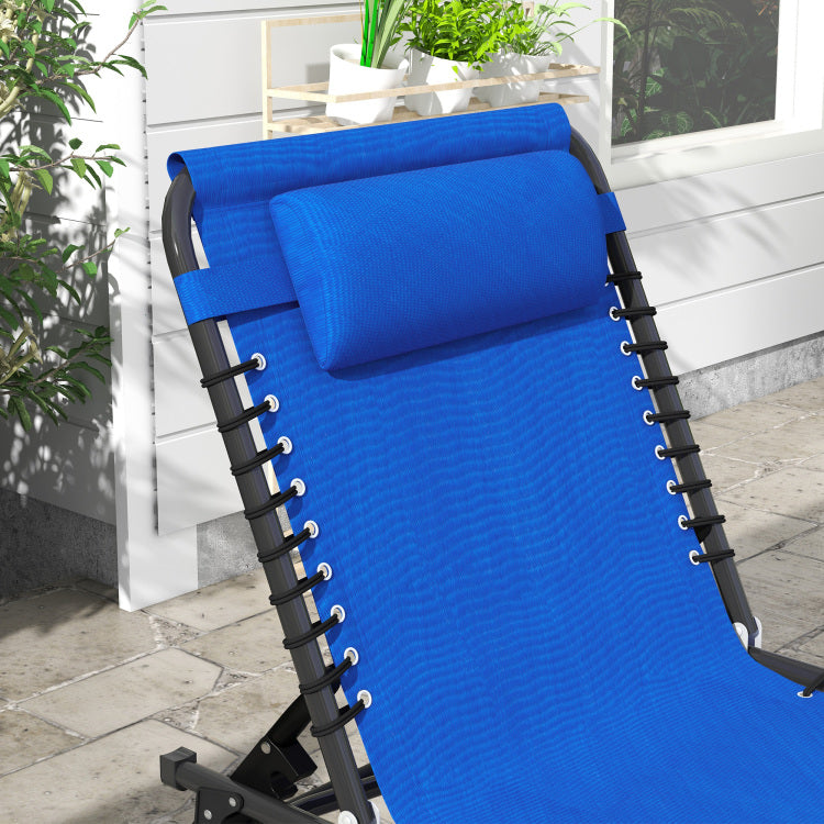 Outsunny Folding Chaise Lounge Pool Chair, Patio Sun Tanning Chair, Outdoor Lounge Chair With 4 Position Reclining Back, Mesh Seat For Beach, Yard, Patio, Blue