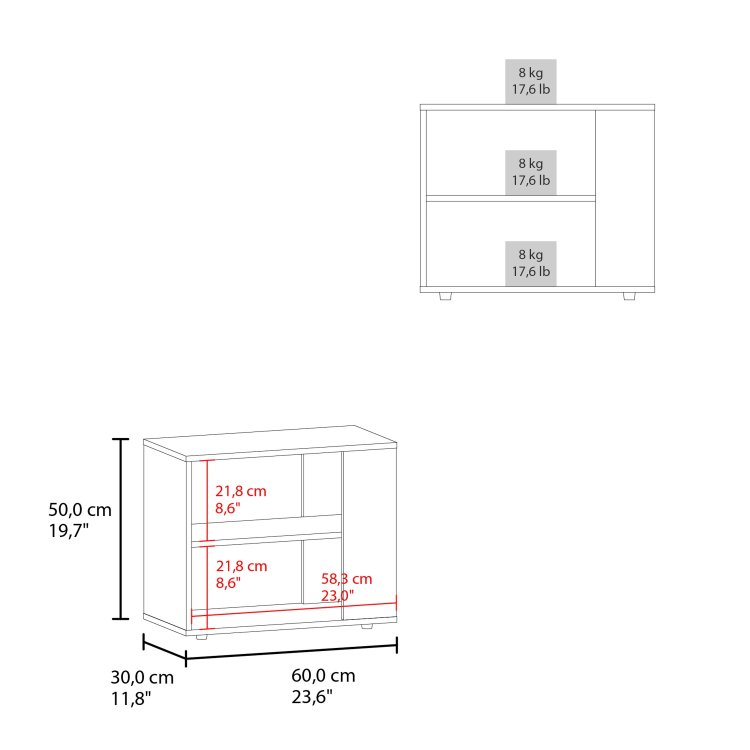 White Side Table In Melamine With Open Storage