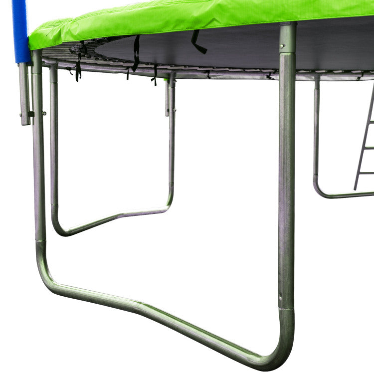 16Ft Trampoline For Adults & Kids With Basketball Hoop, Outdoor Trampolines W Ladder And Safety Enclosure Net For Kids And Adults