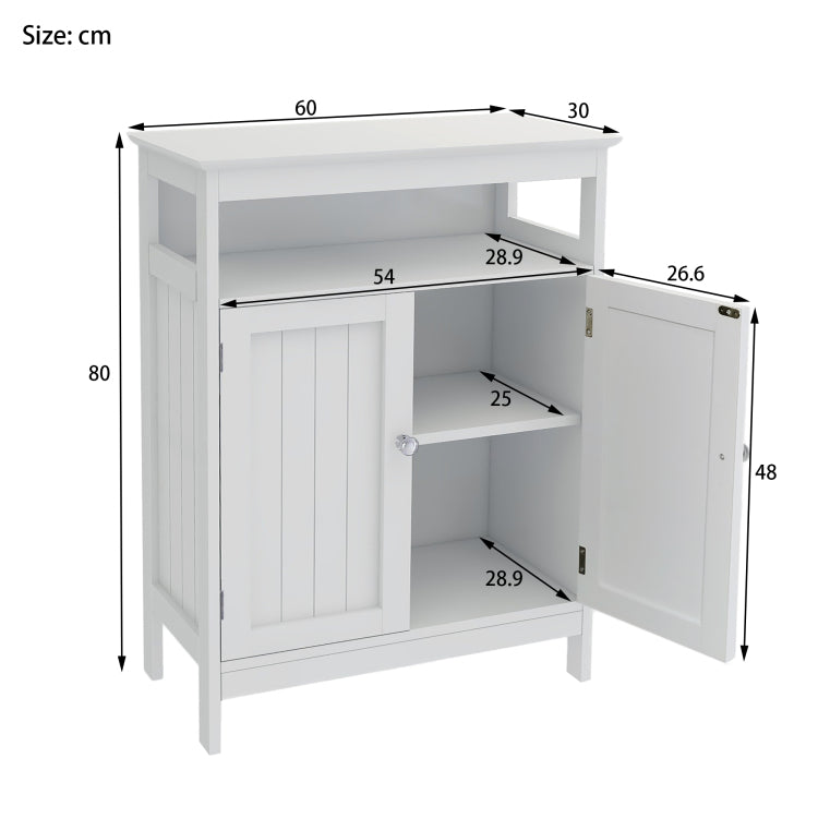 Bathroom Standing Storage With Double Shutter Doors Cabinet White