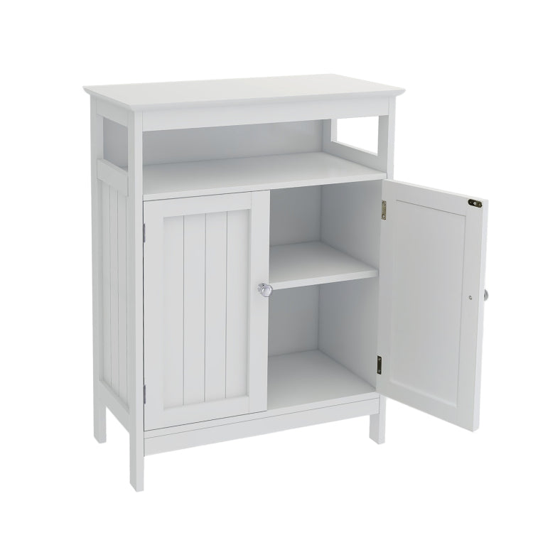 Bathroom Standing Storage With Double Shutter Doors Cabinet White