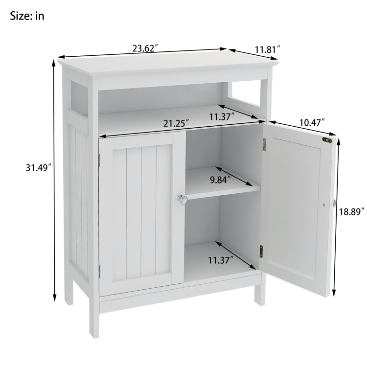 Bathroom Standing Storage With Double Shutter Doors Cabinet White